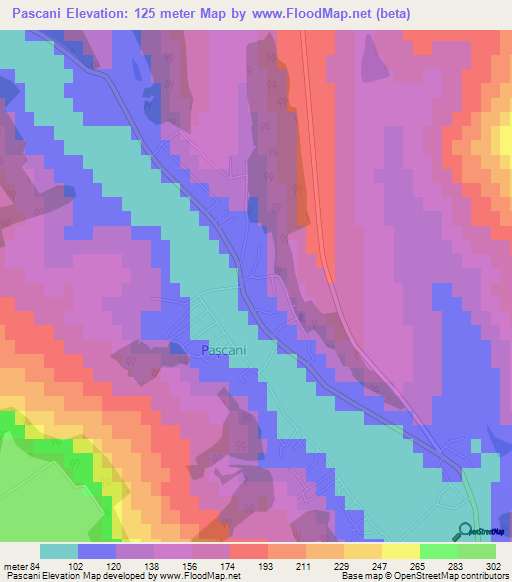 Pascani,Moldova Elevation Map