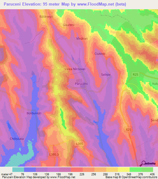 Paruceni,Moldova Elevation Map