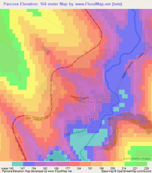 Parcova,Moldova Elevation Map