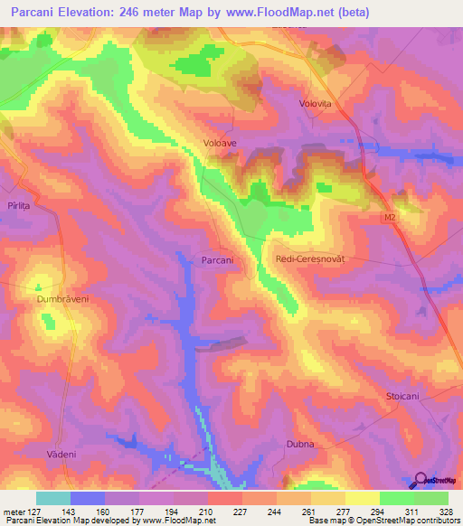 Parcani,Moldova Elevation Map