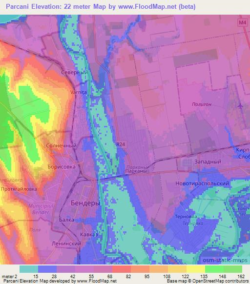 Parcani,Moldova Elevation Map