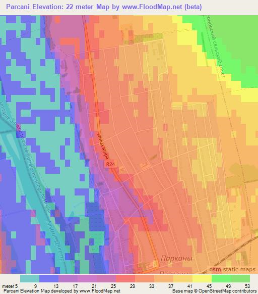 Parcani,Moldova Elevation Map