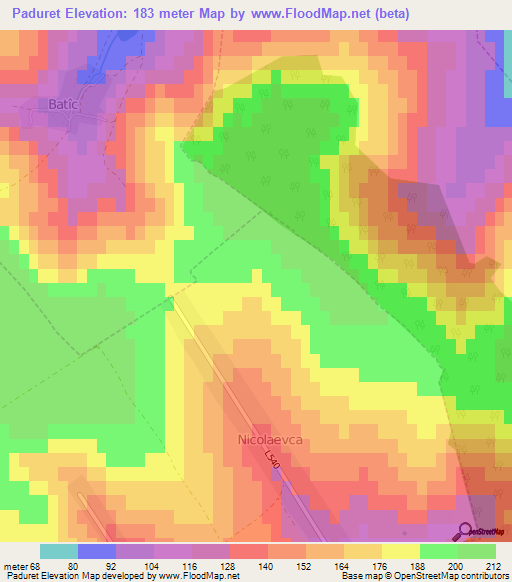 Paduret,Moldova Elevation Map