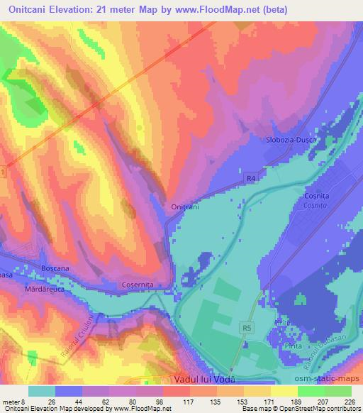 Onitcani,Moldova Elevation Map