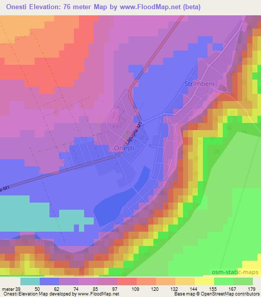 Onesti,Moldova Elevation Map