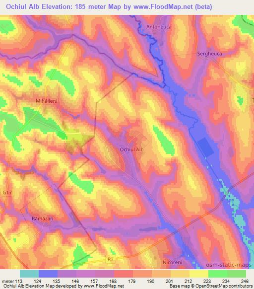 Ochiul Alb,Moldova Elevation Map