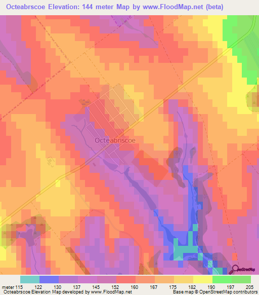 Octeabrscoe,Moldova Elevation Map