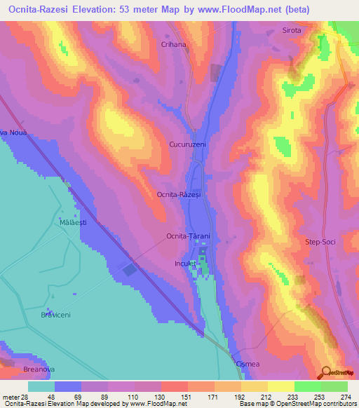 Ocnita-Razesi,Moldova Elevation Map