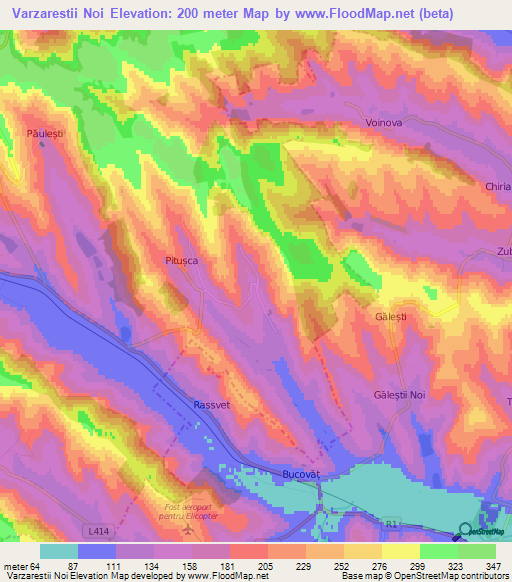 Varzarestii Noi,Moldova Elevation Map