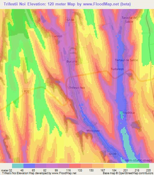 Trifestii Noi,Moldova Elevation Map