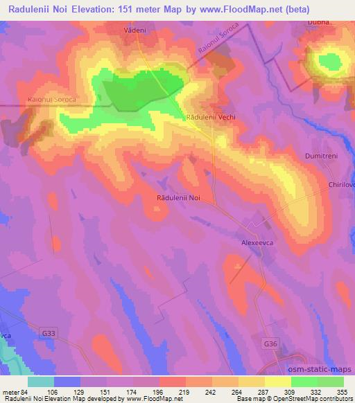 Radulenii Noi,Moldova Elevation Map