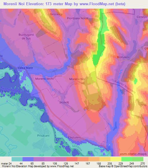 Morenii Noi,Moldova Elevation Map