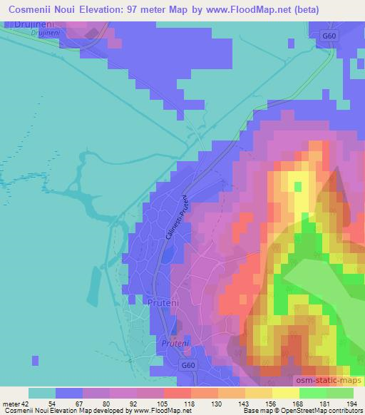 Cosmenii Noui,Moldova Elevation Map