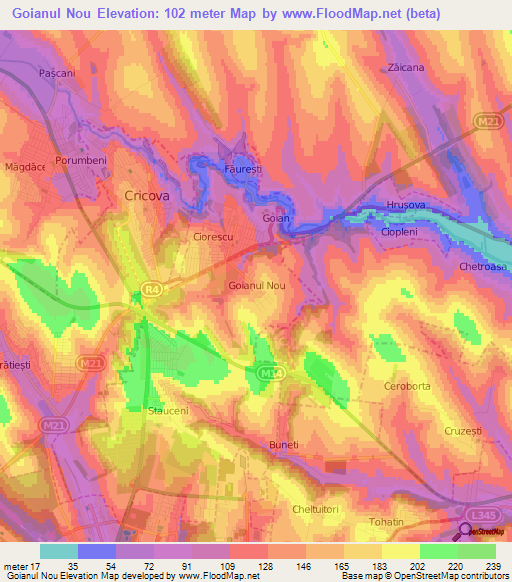 Goianul Nou,Moldova Elevation Map