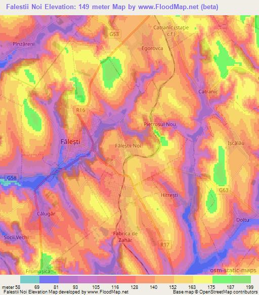 Falestii Noi,Moldova Elevation Map