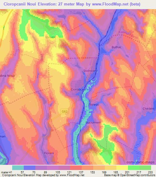 Cioropcanii Noui,Moldova Elevation Map