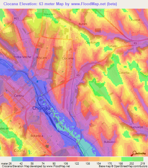 Ciocana,Moldova Elevation Map