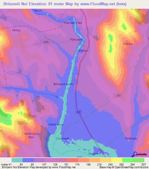 Brinzenii Noi,Moldova Elevation Map