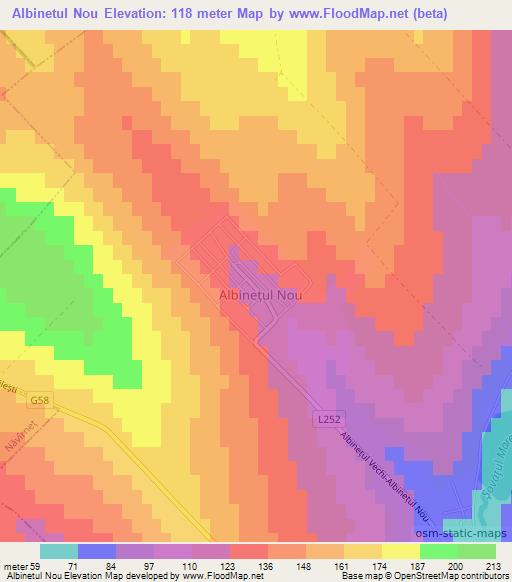 Albinetul Nou,Moldova Elevation Map