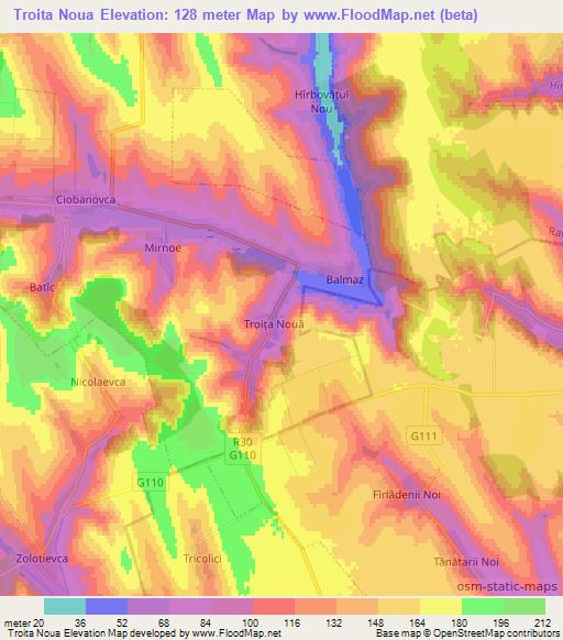 Troita Noua,Moldova Elevation Map