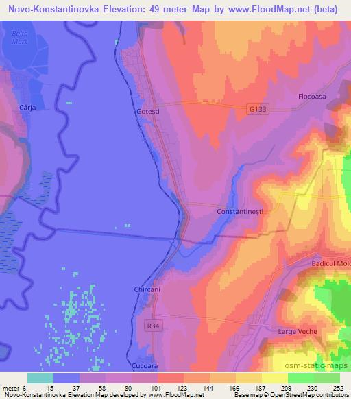 Novo-Konstantinovka,Moldova Elevation Map