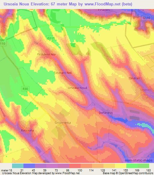 Ursoaia Noua,Moldova Elevation Map