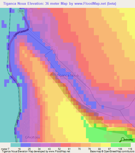 Tiganca Noua,Moldova Elevation Map