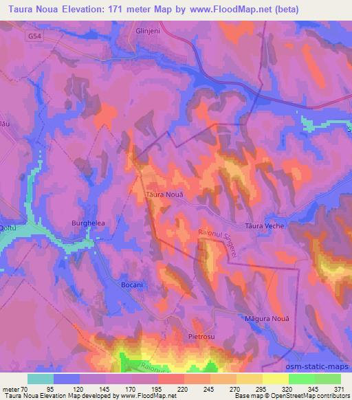 Taura Noua,Moldova Elevation Map