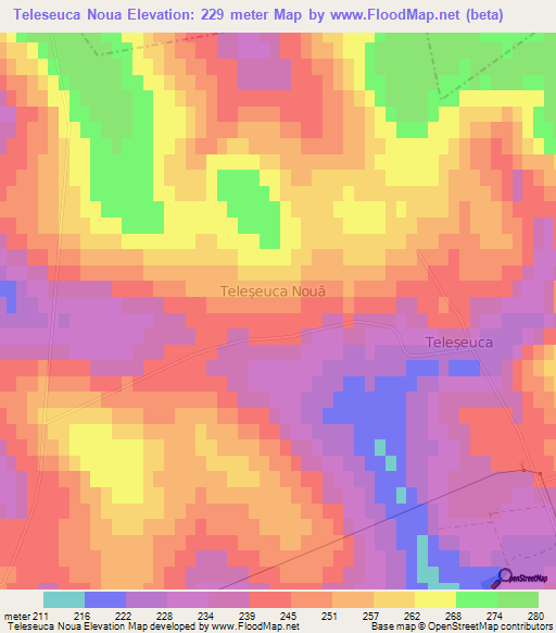 Teleseuca Noua,Moldova Elevation Map