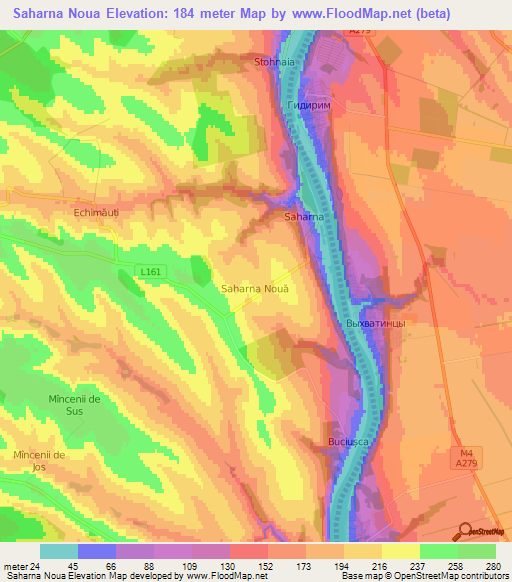 Saharna Noua,Moldova Elevation Map