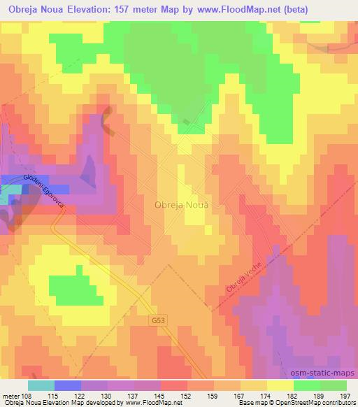 Obreja Noua,Moldova Elevation Map