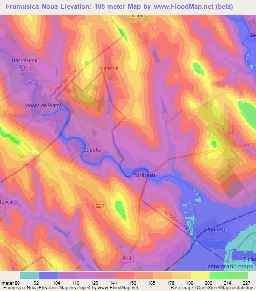 Frumusica Noua,Moldova Elevation Map