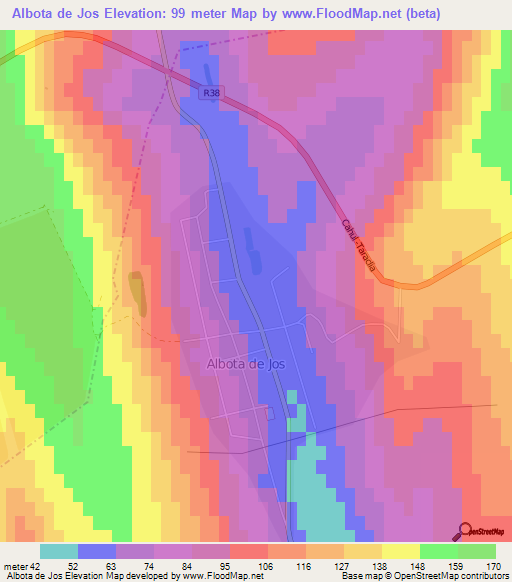 Albota de Jos,Moldova Elevation Map