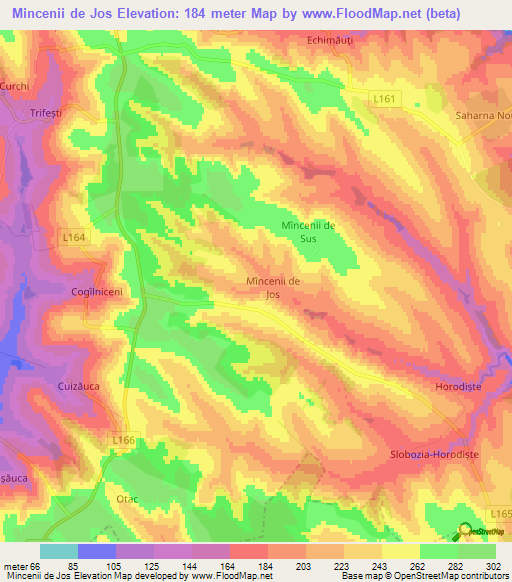 Mincenii de Jos,Moldova Elevation Map