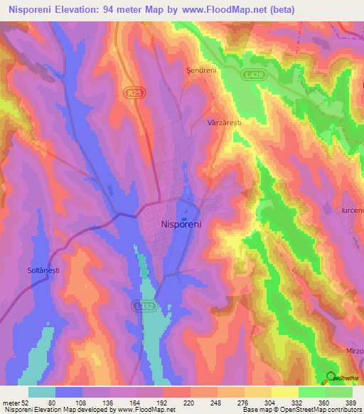 Nisporeni,Moldova Elevation Map