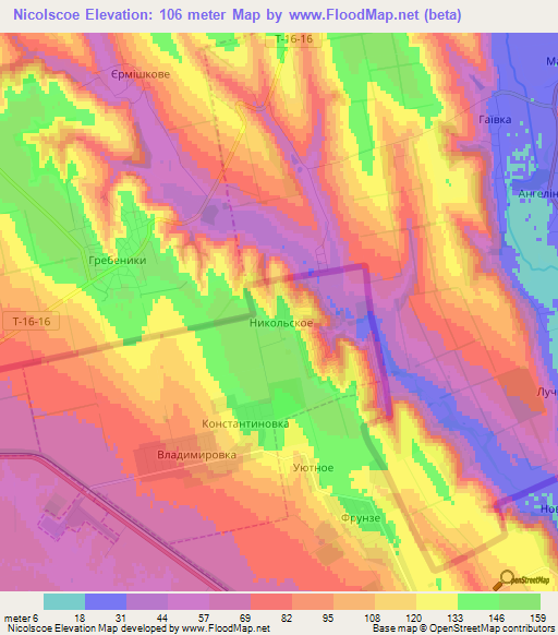 Nicolscoe,Moldova Elevation Map