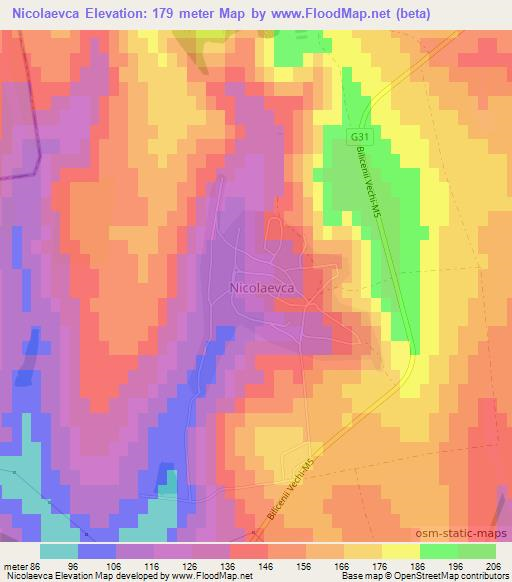 Nicolaevca,Moldova Elevation Map