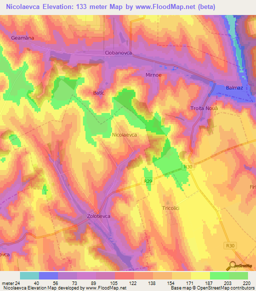 Nicolaevca,Moldova Elevation Map