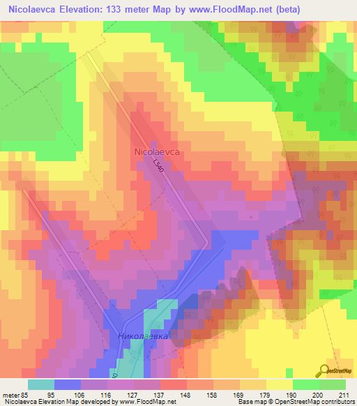 Nicolaevca,Moldova Elevation Map