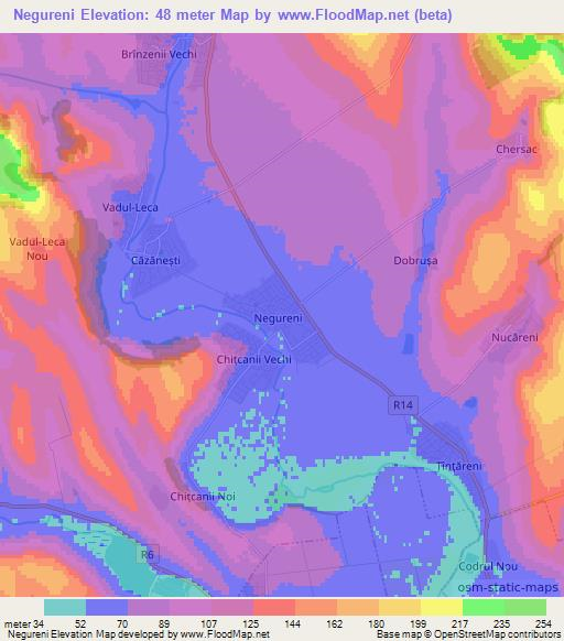 Negureni,Moldova Elevation Map