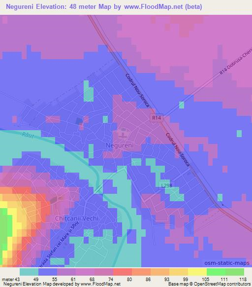 Negureni,Moldova Elevation Map