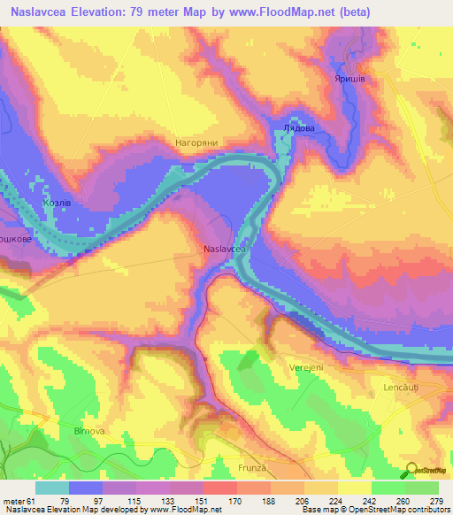 Naslavcea,Moldova Elevation Map