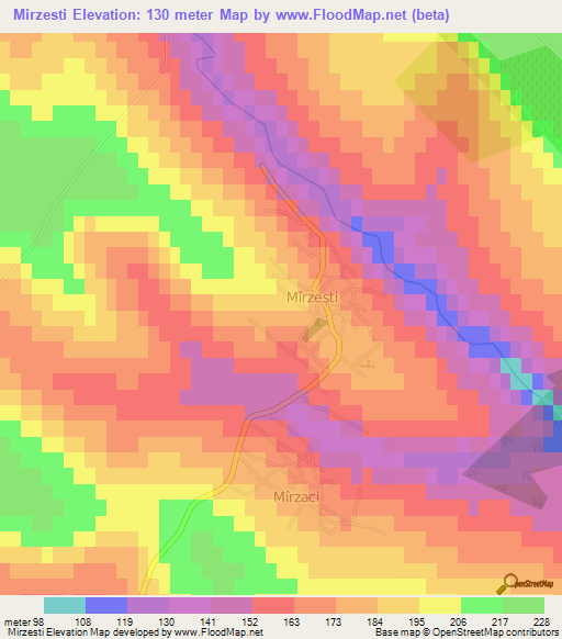 Mirzesti,Moldova Elevation Map