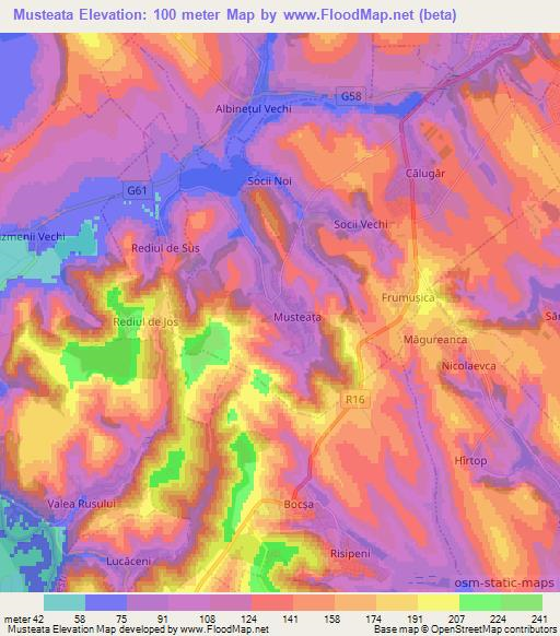 Musteata,Moldova Elevation Map