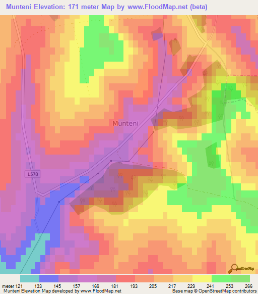 Munteni,Moldova Elevation Map