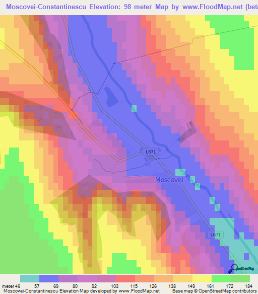 Moscovei-Constantinescu,Moldova Elevation Map