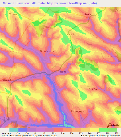 Mosana,Moldova Elevation Map