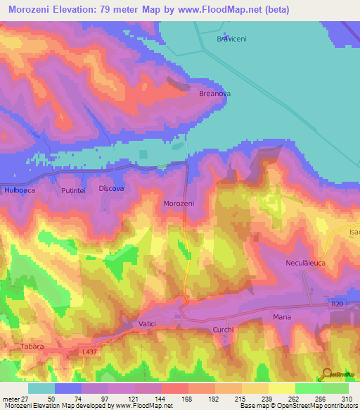 Morozeni,Moldova Elevation Map