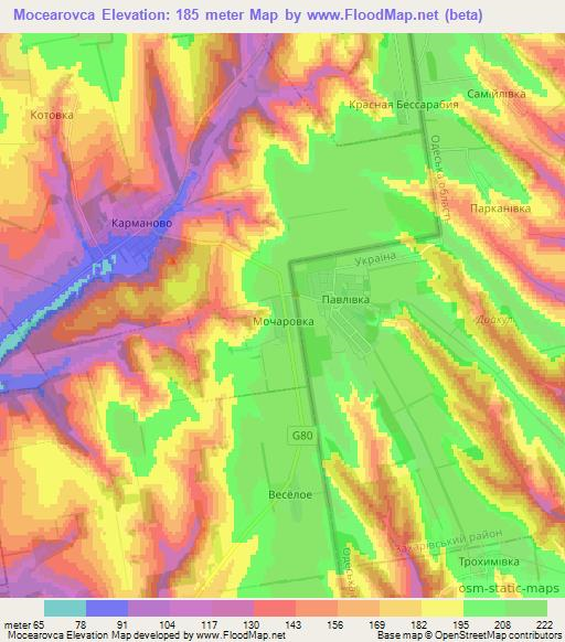 Mocearovca,Moldova Elevation Map