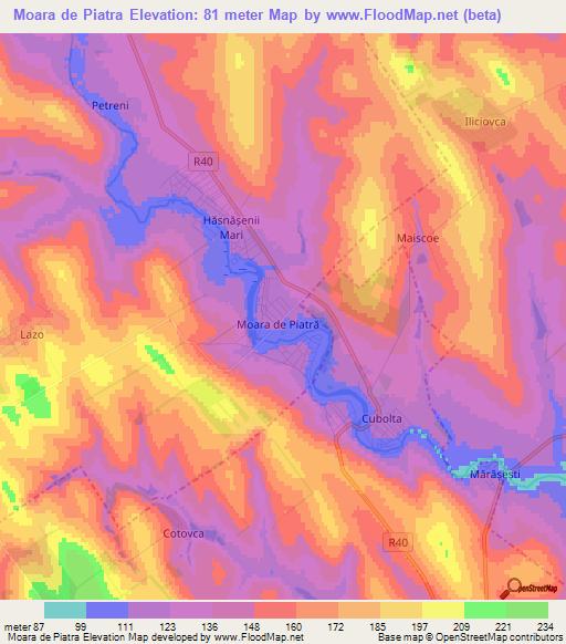 Moara de Piatra,Moldova Elevation Map